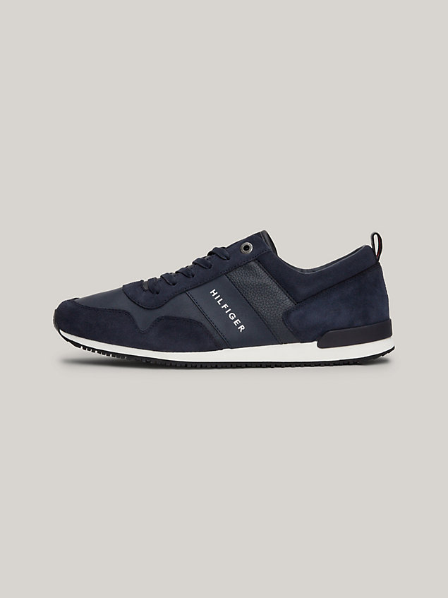 blue iconic lace-up trainers for men tommy hilfiger