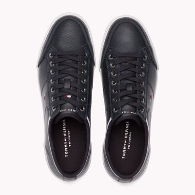 tommy hilfiger perforated leather trainers