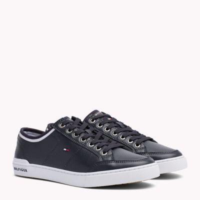 tommy hilfiger perforated leather trainers