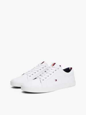 weiß sneaker mit logo-prägung und branding für herren - tommy hilfiger