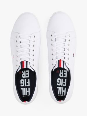 wit signature sneaker met logo in reliëf voor heren - tommy hilfiger