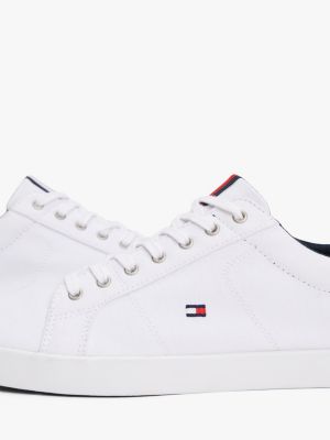 white embossed logo signature trainers for men tommy hilfiger