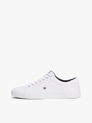 wit signature sneaker met logo in reliëf voor heren - tommy hilfiger