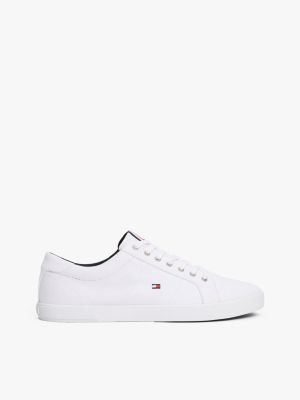 white embossed logo signature trainers for men tommy hilfiger