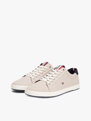 wit signature sneaker met logo in reliëf voor heren - tommy hilfiger