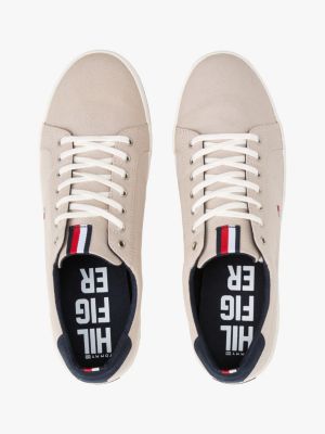 wit signature sneaker met logo in reliëf voor heren - tommy hilfiger