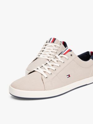 wit signature sneaker met logo in reliëf voor heren - tommy hilfiger