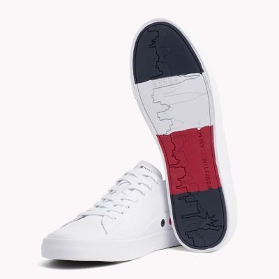 tommy hilfiger white corporate leather trainers