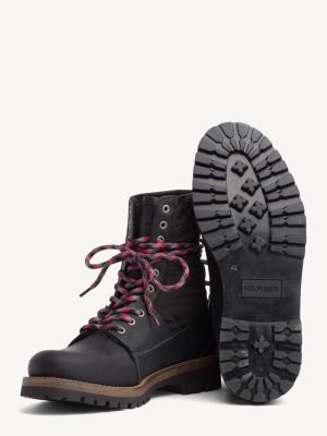 tommy hilfiger winter leather textile mix boot