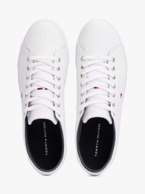 baskets essential en cuir à lacets blanc pour hommes tommy hilfiger