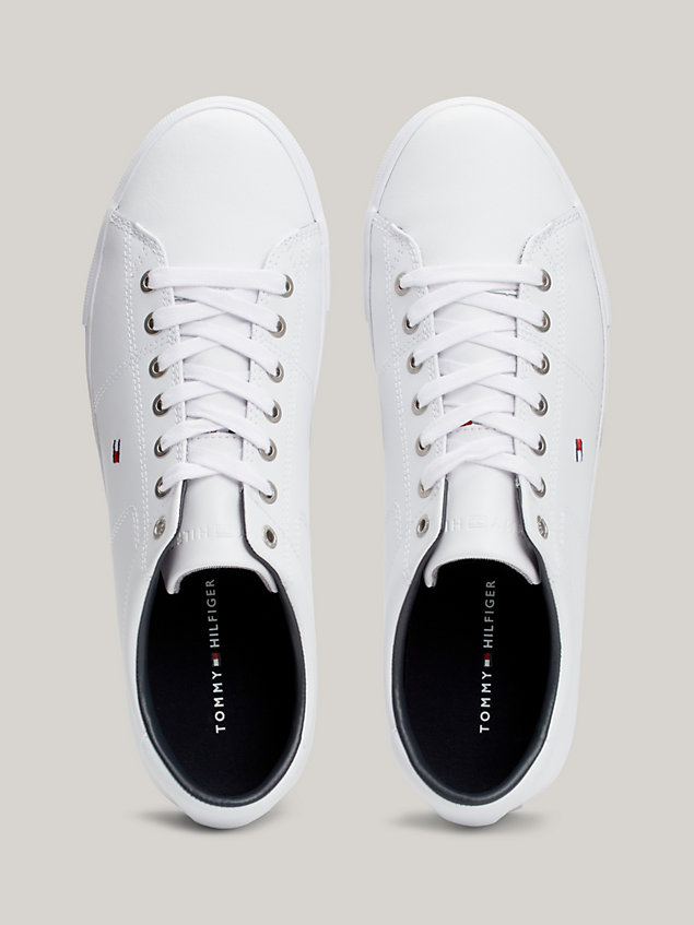 white essential leather lace-up trainers for men tommy hilfiger