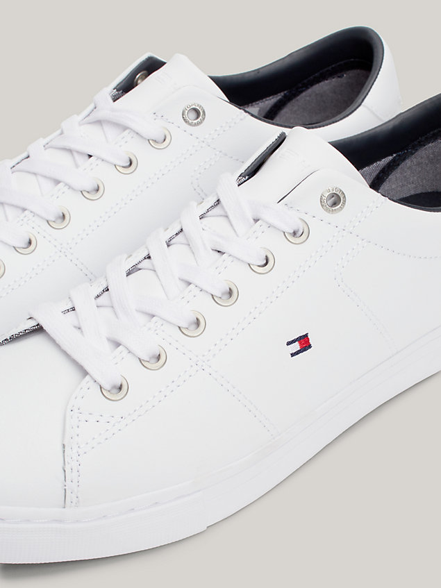 white essential leather lace-up trainers for men tommy hilfiger