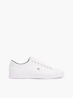 Essential Leather Lace-Up Trainers — White 1
