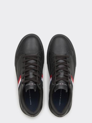 tommy hilfiger black leather trainers