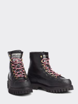 lace up boots black leather