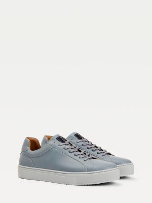 Premium Cupsole Leather Trainers | GREY 