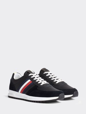 black leather lace up trainers