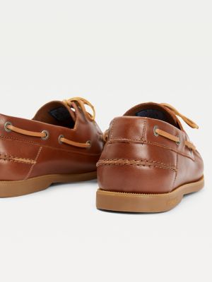 tommy hilfiger brown leather shoes