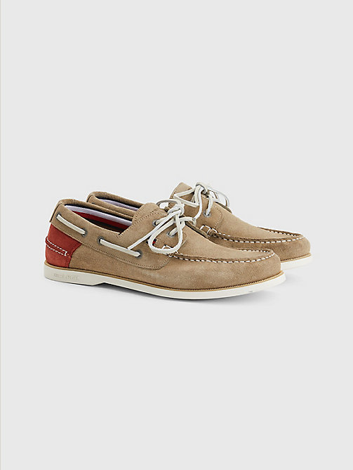 brown classic suede boat shoes for men tommy hilfiger