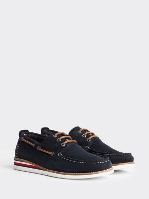 blue suede boat shoes