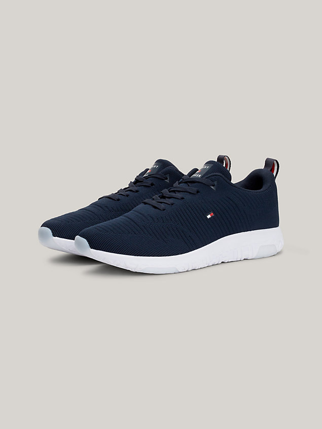 blue signature knitted trainers for men tommy hilfiger