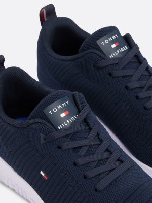 blue signature knitted trainers for men tommy hilfiger