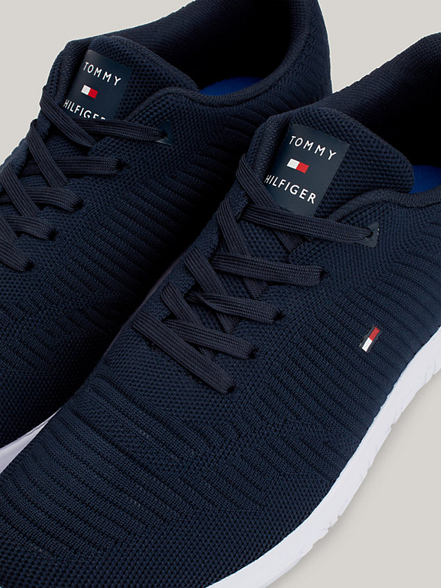 blue signature knitted trainers for men tommy hilfiger