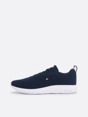 blue signature knitted trainers for men tommy hilfiger