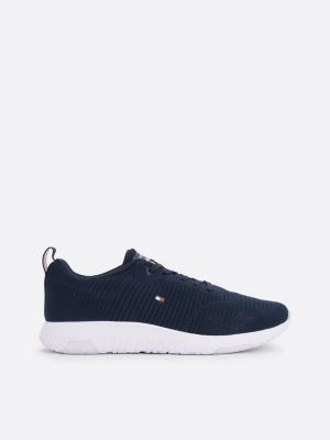 baskets emblématiques en tricot blue pour hommes tommy hilfiger