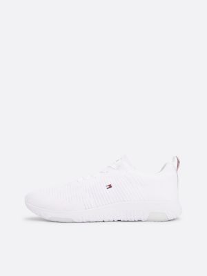 white signature knitted trainers for men tommy hilfiger