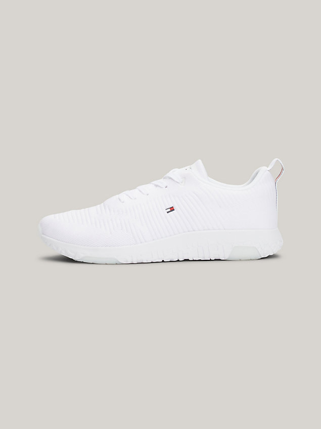 white signature knitted trainers for men tommy hilfiger