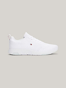 white signature knitted trainers for men tommy hilfiger
