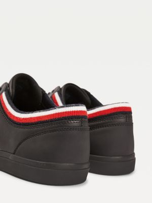 tommy hilfiger black leather trainers