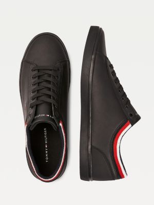 tommy hilfiger black leather trainers