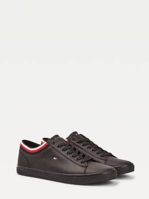 tommy hilfiger black leather trainers