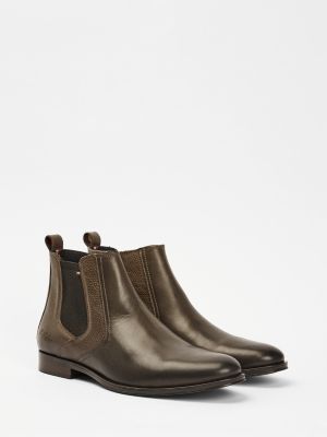 Contrast Panel Leather Chelsea Boots 