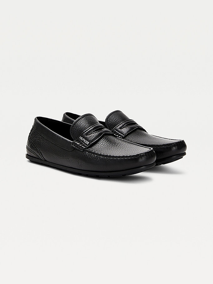 black leather driver shoes for men tommy hilfiger