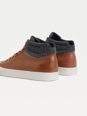 high top trainers brown