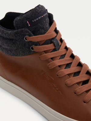 high top trainers brown