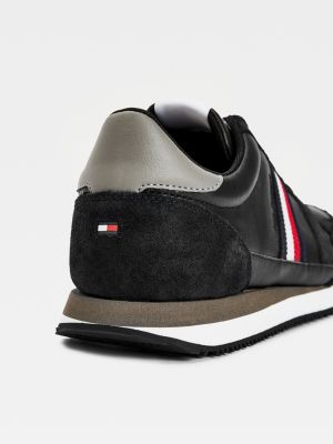 tommy hilfiger iconic leather trainers black