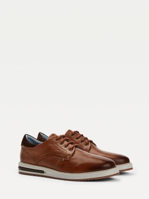 tommy hilfiger brown leather shoes