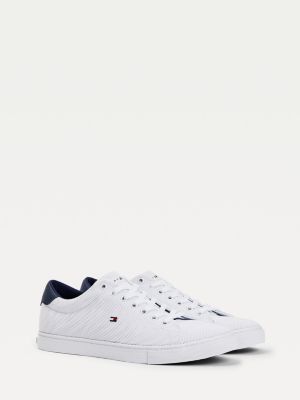 tommy hilfiger white & navy essential flag trainers