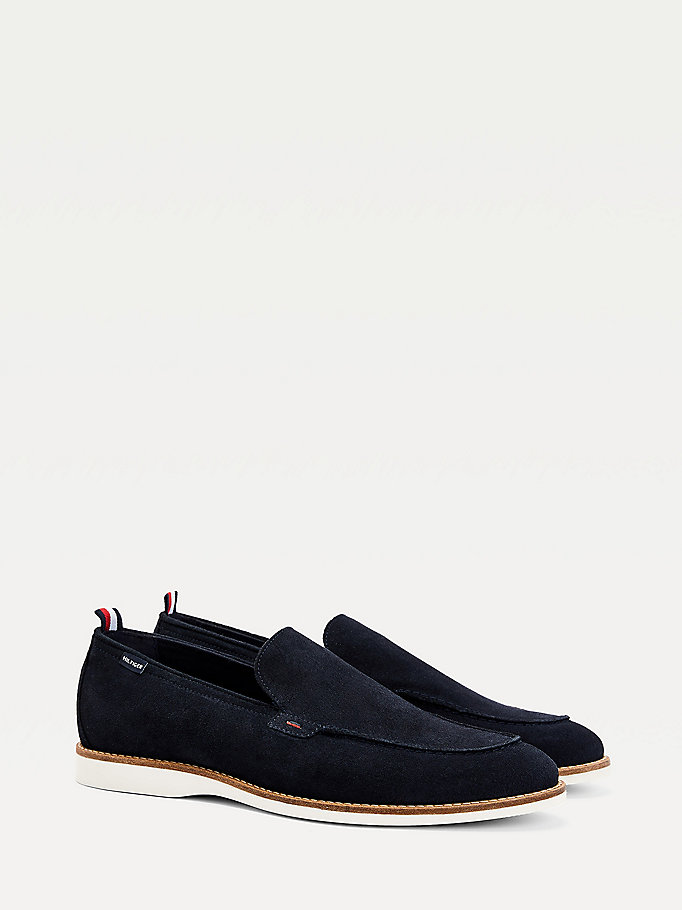 blue casual suede loafers for men tommy hilfiger