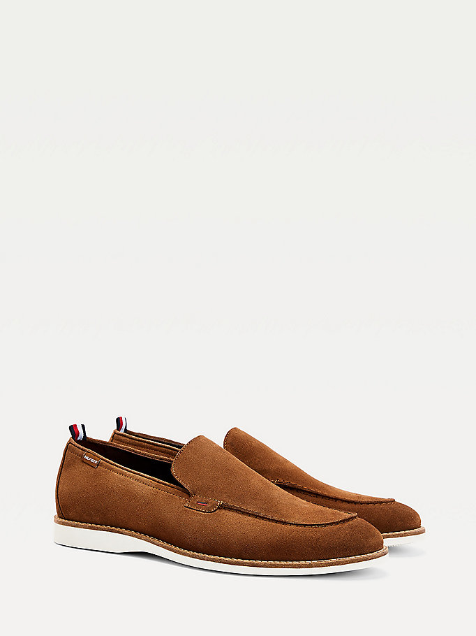 brown casual suede loafers for men tommy hilfiger