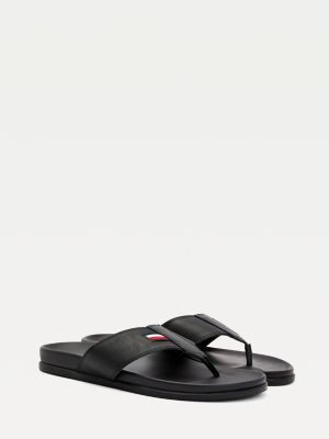 tommy hilfiger men's leather flip flops