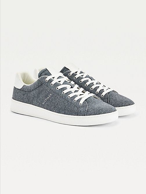 blue plant dyed flag cupsole trainers for men tommy hilfiger