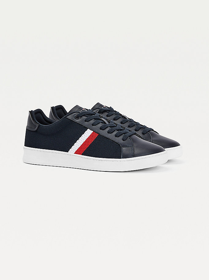 blue knitted cupsole trainers for men tommy hilfiger