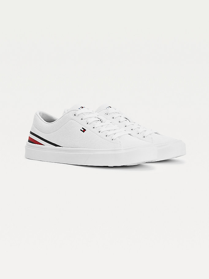 white signature tape lightweight trainers for men tommy hilfiger