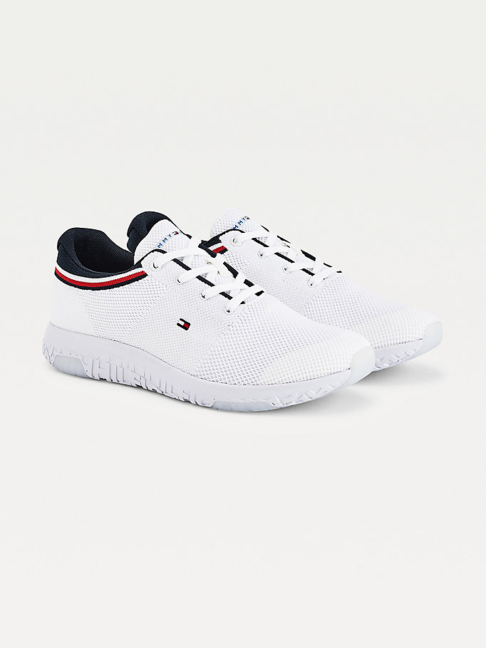 white lightweight knit trainers for men tommy hilfiger