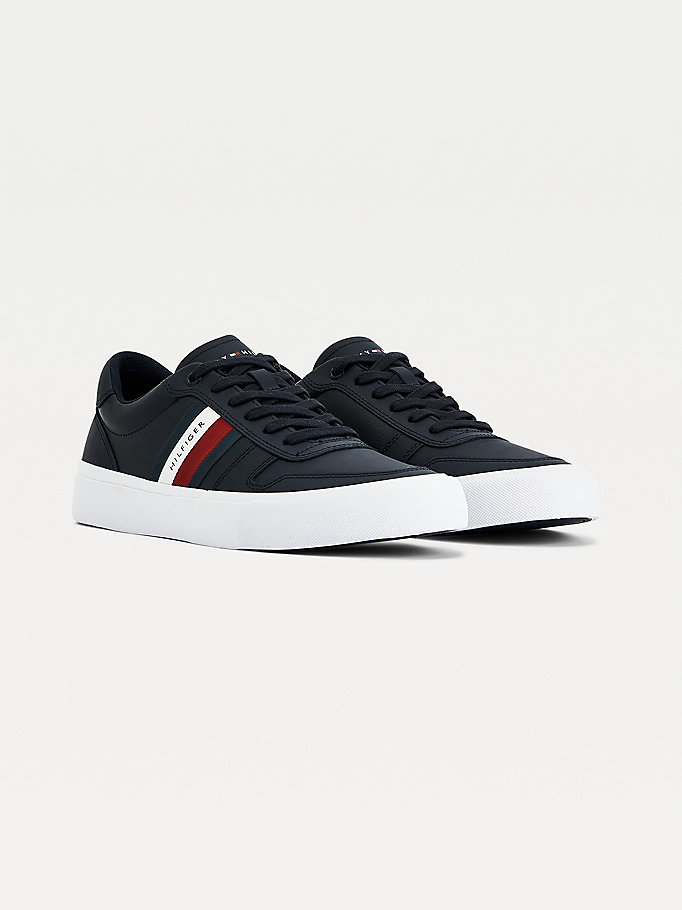 blue signature tape vulcanised trainers for men tommy hilfiger